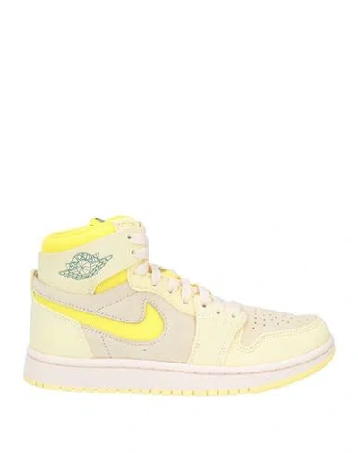 Nike Woman Sneakers Pastel Yellow Size 6 Leather, Textile Fibers