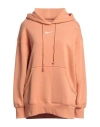 Nike Woman Sweatshirt Apricot Size M Cotton, Polyester In Orange