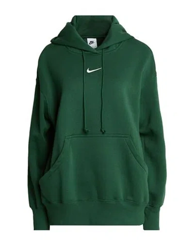 Nike Woman Sweatshirt Green Size Xl Cotton, Polyester