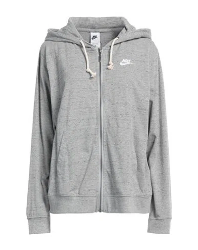 Nike Woman Sweatshirt Grey Size L Cotton, Polyester