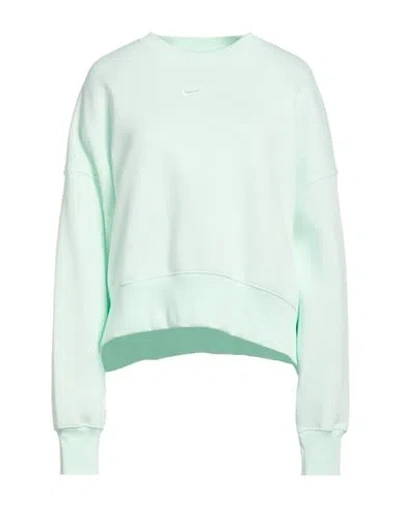Nike Woman Sweatshirt Light Green Size S Cotton, Polyester