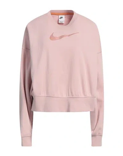 Nike Woman Sweatshirt Light Pink Size Xl Cotton, Polyester