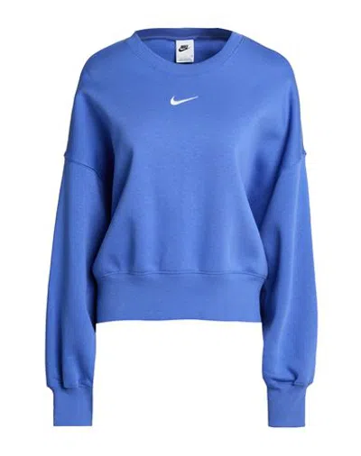 Nike Woman Sweatshirt Purple Size Xl Cotton, Polyester In Blue