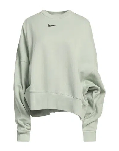 Nike Woman Sweatshirt Sage Green Size Xs Cotton, Polyester