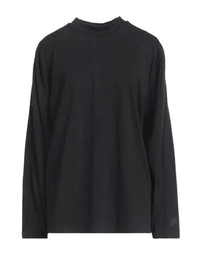 Nike Woman T-shirt Black Size M Cotton, Polyester, Elastane