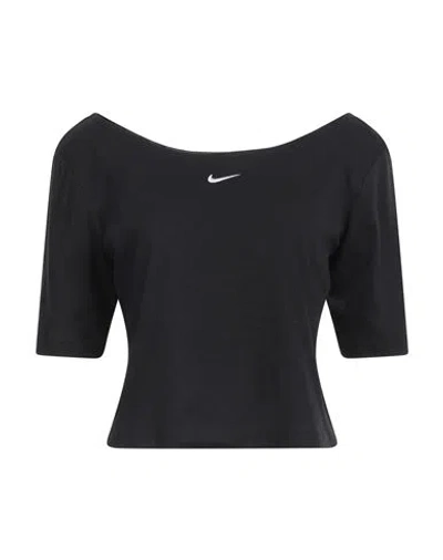 Nike Woman T-shirt Black Size L Cotton, Viscose, Polyester