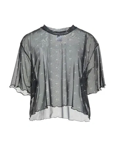 Nike Woman T-shirt Black Size L Polyester, Elastane