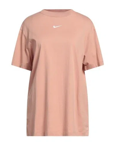 Nike Woman T-shirt Blush Size L Cotton In Orange