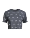Nike Woman T-shirt Charcoal Size L Modal, Polyester, Elastane In Gray