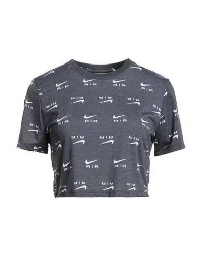 Nike Woman T-shirt Charcoal Size L Modal, Polyester, Elastane In Gray