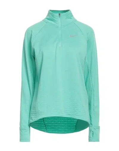 Nike Woman T-shirt Green Size M Polyester, Elastane