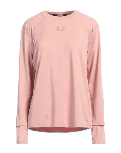 Nike Woman T-shirt Pastel Pink Size L Polyester, Elastane