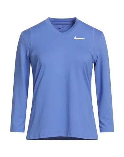 Nike Woman T-shirt Purple Size L Polyester, Elastane