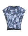 Nike Woman T-shirt Slate Blue Size L Cotton, Elastane In Blue