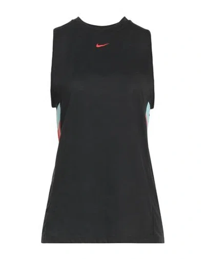 Nike Woman Tank Top Black Size L Polyester, Cotton, Viscose