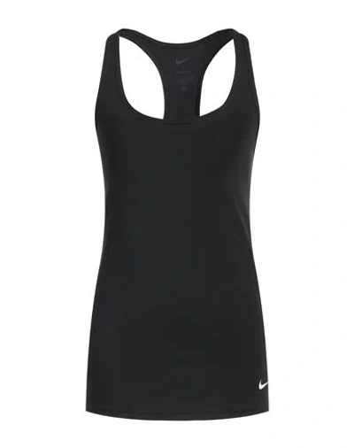 Nike Woman Tank Top Black Size Xl Polyester, Elastane