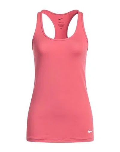 Nike Woman Tank Top Coral Size Xs Polyester, Elastane In Red