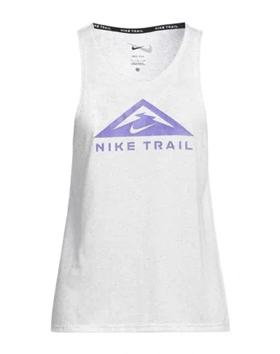 Nike Woman Tank Top Light Grey Size L Polyester, Cotton, Viscose