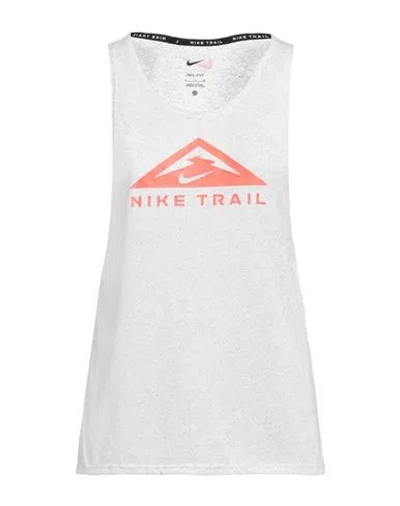 Nike Woman Tank Top Light Grey Size Xl Polyester, Cotton, Viscose