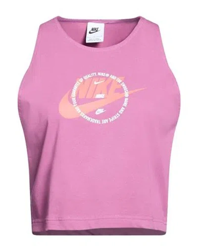 Nike Woman Tank Top Mauve Size L Cotton, Polyester, Elastane In Brown