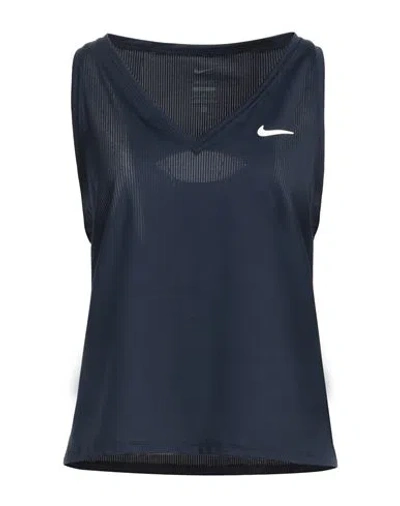 Nike Woman Tank Top Midnight Blue Size L Polyester, Elastane