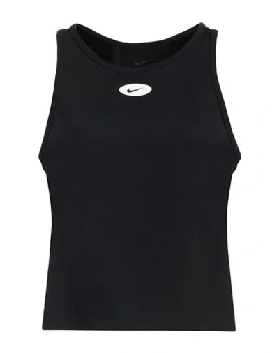 Nike Woman Tank Top Black Size Xl Polyester, Elastane