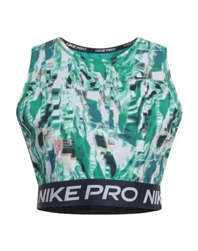 Nike Woman Top Green Size L Polyester, Elastane