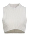Nike Woman Top Light Grey Size L Viscose, Acrylic, Cotton, Elastane In White