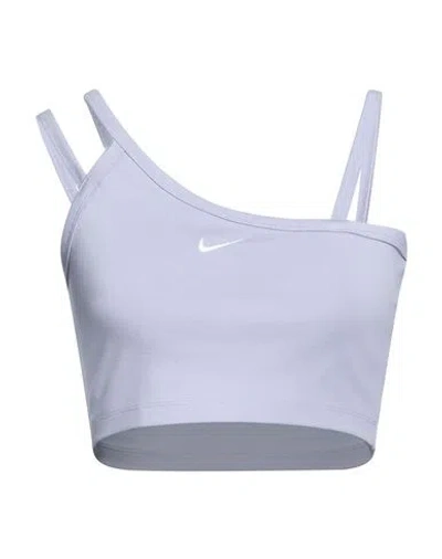 Nike Woman Top Lilac Size L Viscose, Nylon, Elastane In Blue