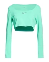 Nike Woman T-shirt Emerald Green Size L Cotton, Polyester, Elastane