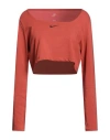 Nike Woman T-shirt Tan Size L Cotton, Polyester, Elastane In Red