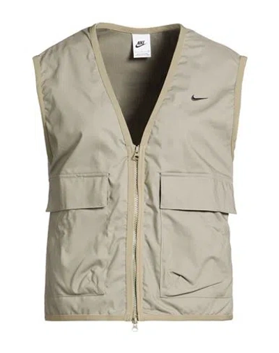 Nike Woman Vest Khaki Size S Polyester, Cotton In Gray