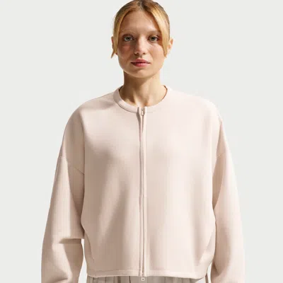 Nike Dri-fit Oversized Crew-neck Full-zip Top In Neutral