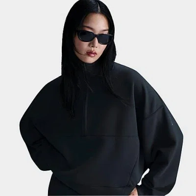 Nike Women's 24/7 Impossiblysoft Dri-fit Oversized Half-zip Top In Black/dark Smoke Grey