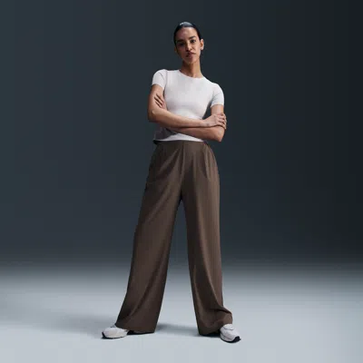 Nike Women's 24.7 Perfectstretch Dri-fit High-waisted Loose Wide-leg Pants In Brown