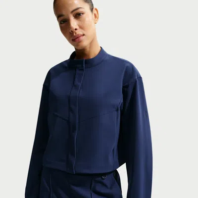 Nike 24.7 Perfectstretch Dri-fit Crop Trench Jacket In Blue