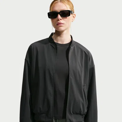 Nike Women's 24.7 Perfectstretch Dri-fit Uv Protection Oversized Bomber Jacket In Black