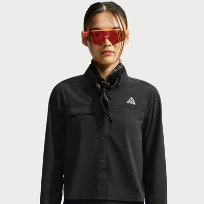 Nike Women's  Acg Aireez Button-up Long-sleeve Trail Running Top In Black