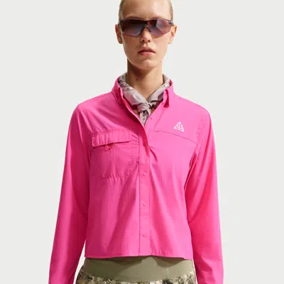 Nike Women's  Acg "aireez" Button-up Long-sleeve Trail Running Top In Pink