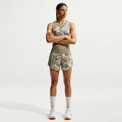 Nike Women's  Acg "chamo Camo" Dri-fit 4" Brief-lined Trail Running Shorts In Green