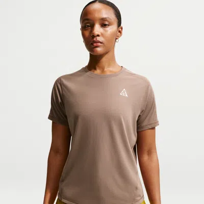 Nike Women's  Acg Dri-fit Short-sleeve Trail Running Top In Gray