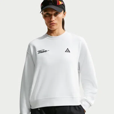 Nike Women's  Acg "tuff Fleece" Crew-neck Sweatshirt In White