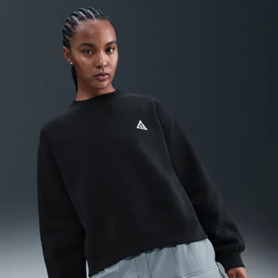 Nike Women's  Acg "tuff Fleece" Therma-fit Crew-neck Sweatshirt In Black