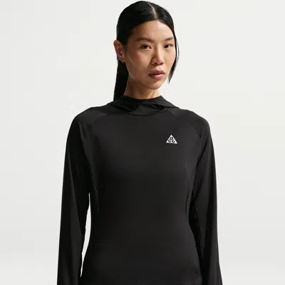Nike Women's  Acg Uv-resistant Hooded Trail Running Mid-layer Top In Black
