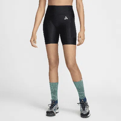 Nike Women's  Acg "white Rapids" Dri-fit Adv Mid-waisted 7" Biker Shorts With Pockets In Black/ Spring Green/ White
