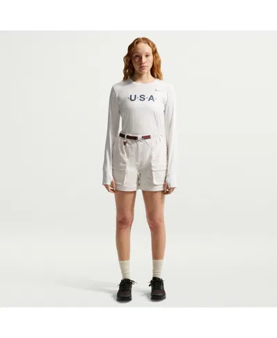 Nike Women's Acg White Team Usa Dri-fit Primary Logo Long Sleeve T-shirt