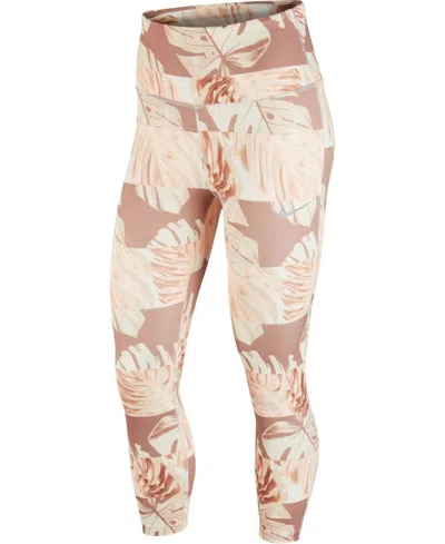Nike Women's Activewear Dri-fit Printed Cropped Full Length Leggings In Sail Reflective Silver In Multi