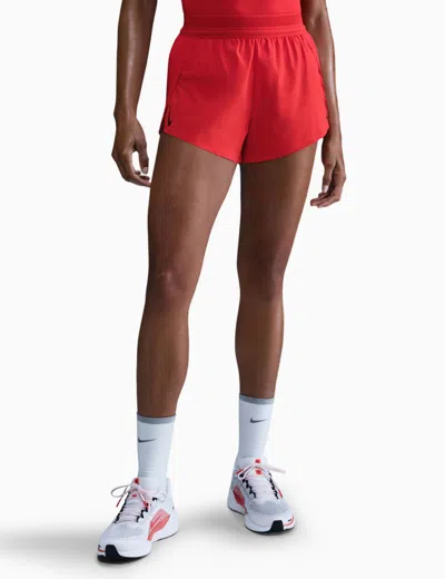 Nike Aeroswift Printed Plissé Dri-fit Adv Shorts In Red