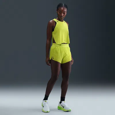 Nike Women's Aeroswift Dri-fit Adv Mid-rise 3" Brief-lined Running Shorts In Yellow