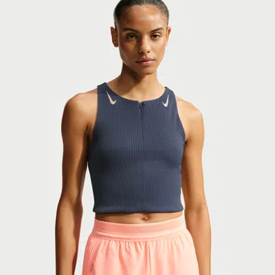 Nike Women's Aeroswift Dri-fit Adv Cropped Running Tank Top In Blue